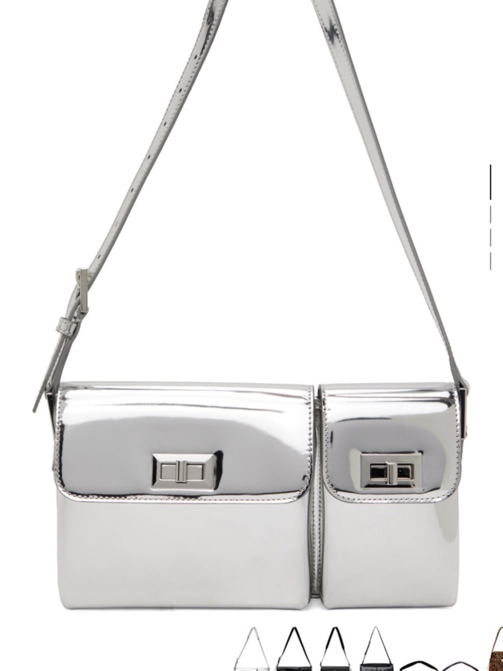 Byfar Silver Double-Compartment Shoulder Bag